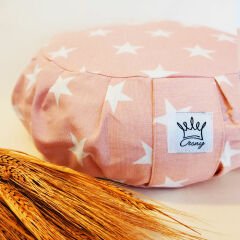Yoga Minderi Karabuğday Kabuk Dolgulu Meditasyon Minderi Pembe Yıldızlı