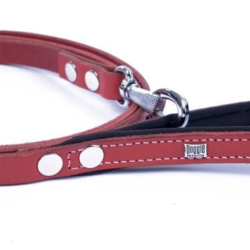 Köpek Gezdirme Kayışı Konfor Deri Kayış Kırmızı 160 cm