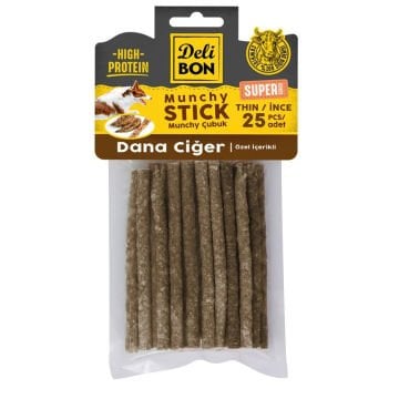Köpek Çiğneme Kemiği Super Munchy Dana Ciğerli Çubuk İnce 25 Adet