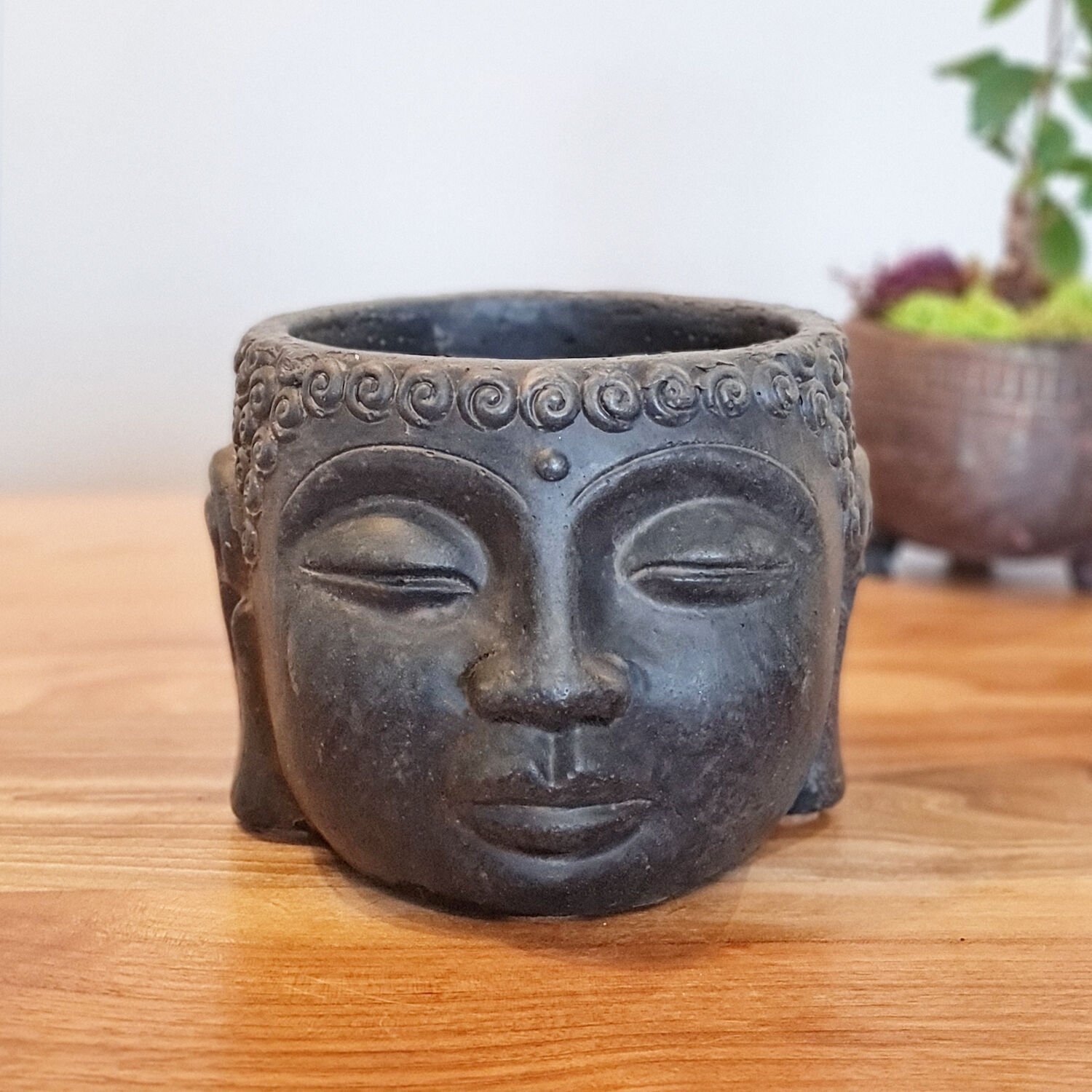 Buda Saksı Dekoratif Beton Saksı Siyah Büyük