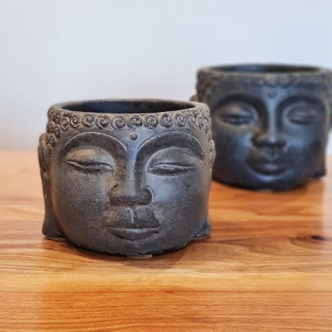 Buda Saksı Dekoratif Beton Saksı Siyah Büyük