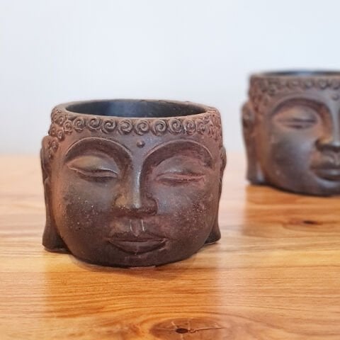 Buda Saksı Dekoratif Beton Saksı Kahverengi Orta