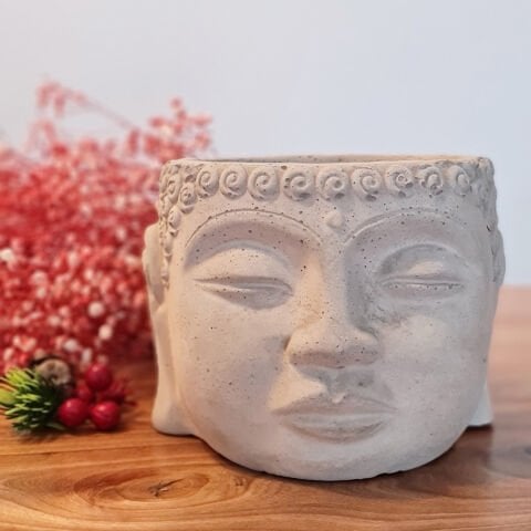 Buda Saksı Dekoratif Beton Saksı Gri Büyük